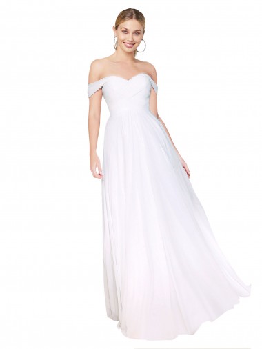 Long Sleeveless Soft Chiffon White A-Line Formal Evening Gown / Prom Dress / Bridesmaid Dress Edmonton