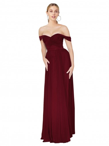 Long Sleeveless Soft Chiffon Burgundy Mermaid Formal Dress / Bridesmaid Dress Edmonton
