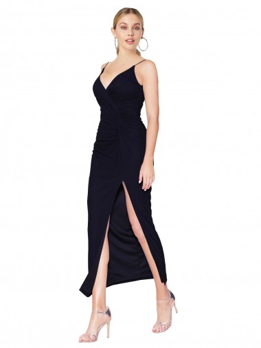 Knee Length Sleeveless Soft Chiffon Dark Navy Mermaid Formal Evening Gown / Prom Dress / Bridesmaid Dress Edmonton