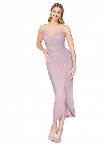 Knee Length Sleeveless Soft Chiffon Primrose Mermaid High Low Evening Gown / Prom Dress / Bridesmaid Dress Edmonton