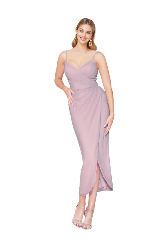 Knee Length Sleeveless Soft Chiffon Primrose Mermaid High Low Evening Gown / Prom Dress / Bridesmaid Dress Edmonton