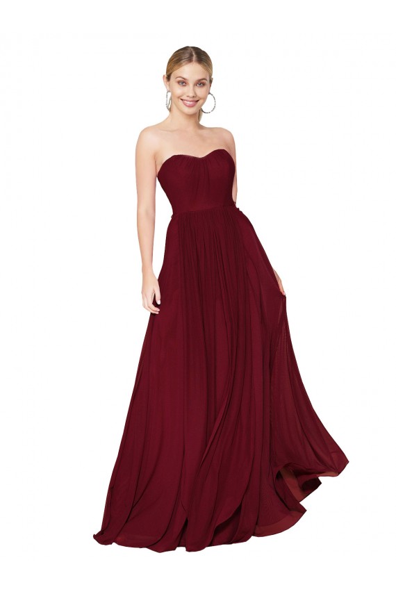 Long Sleeveless Soft Chiffon Burgundy Sweetheart A-Line Formal Evening Gown / Prom Dress / Bridesmaid Dress Edmonton
