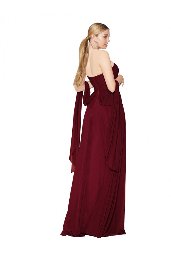 Long Sleeveless Soft Chiffon Burgundy Sweetheart A-Line Formal Evening Gown / Prom Dress / Bridesmaid Dress Edmonton