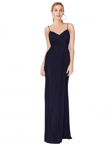 Long Sleeveless Soft Chiffon Dark Navy Mermaid Bridesmaid Dress / Formal Dress Edmonton