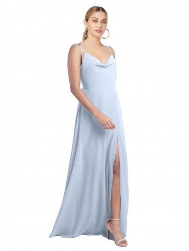 Long Sleeveless Chiffon Light Sky Blue Spaghetti Straps A-Line Bridesmaid Dress / Evening Gowns Edmonton
