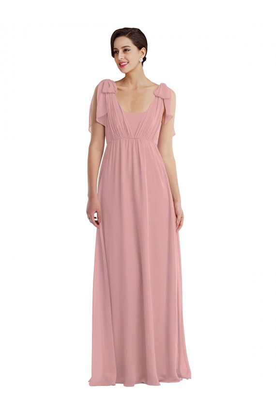 Long Sleeveless Soft Chiffon Dusty Pink A-Line Semi Formal Evening Dress / Bridesmaid Dress Edmonton