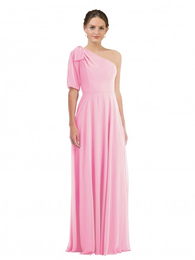 Long Sleeveless Soft Chiffon Barely Pink Trumpet Semi Formal Evening Dress / Bridesmaid Dress Edmonton