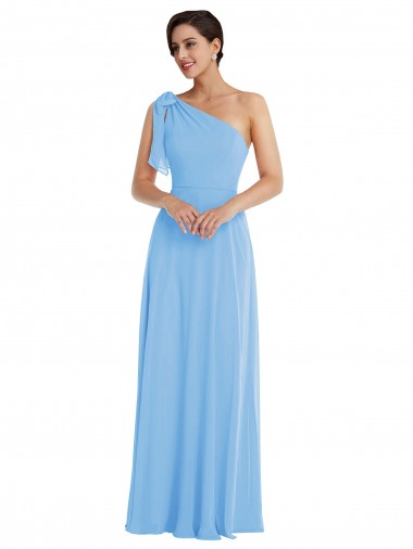 Long Sleeveless Soft Chiffon Periwinkle Trumpet Semi Formal Evening Dress / Bridesmaid Dress Edmonton