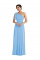 Long Sleeveless Soft Chiffon Periwinkle Trumpet Semi Formal Evening Dress / Bridesmaid Dress Edmonton