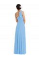 Long Sleeveless Soft Chiffon Periwinkle Trumpet Semi Formal Evening Dress / Bridesmaid Dress Edmonton