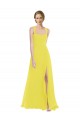 Long Sleeveless Soft Chiffon Yellow A-Line Semi Formal Evening Dress / Bridesmaid Dress Edmonton