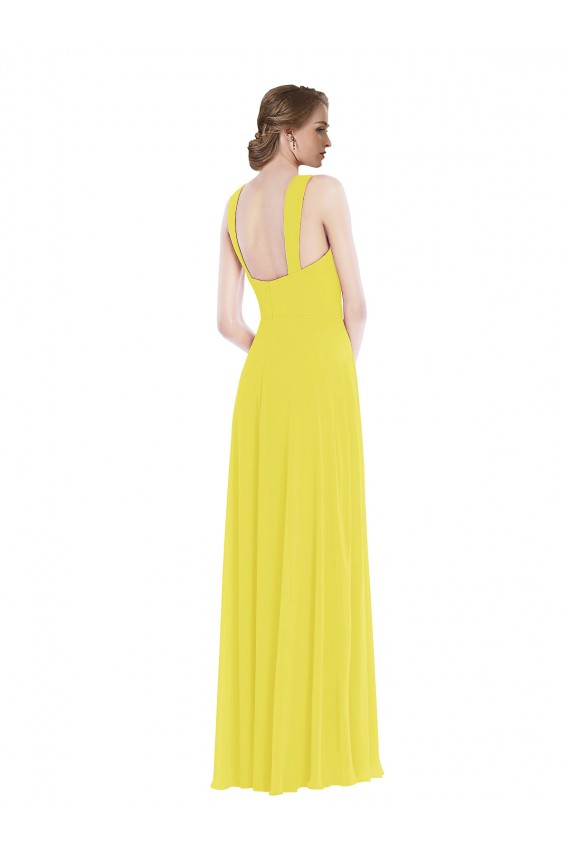 Long Sleeveless Soft Chiffon Yellow A-Line Semi Formal Evening Dress / Bridesmaid Dress Edmonton