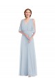 Long Half Sleeves Soft Chiffon Sea Glass A-Line Evening Gown / Bridesmaid Dress Edmonton