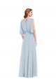 Long Half Sleeves Soft Chiffon Sea Glass A-Line Evening Gown / Bridesmaid Dress Edmonton