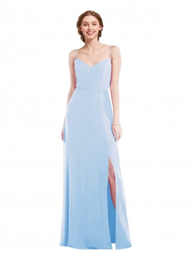 Long Sleeveless Soft Chiffon Light Sky Blue A-Line Formal Evening Gown / Bridesmaid Dress Edmonton