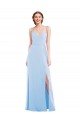 Long Sleeveless Soft Chiffon Light Sky Blue A-Line Formal Evening Gown / Bridesmaid Dress Edmonton