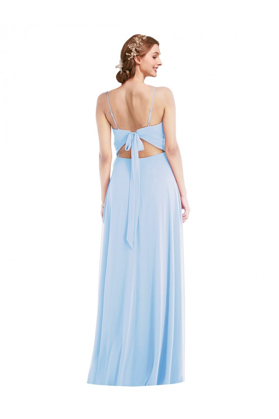 Long Sleeveless Soft Chiffon Light Sky Blue A-Line Formal Evening Gown / Bridesmaid Dress Edmonton