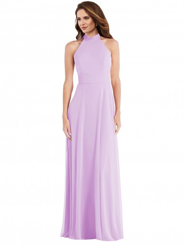 Long Sleeveless Soft Chiffon Lilac A-Line Semi Formal Evening Dress / Bridesmaid Dress Edmonton