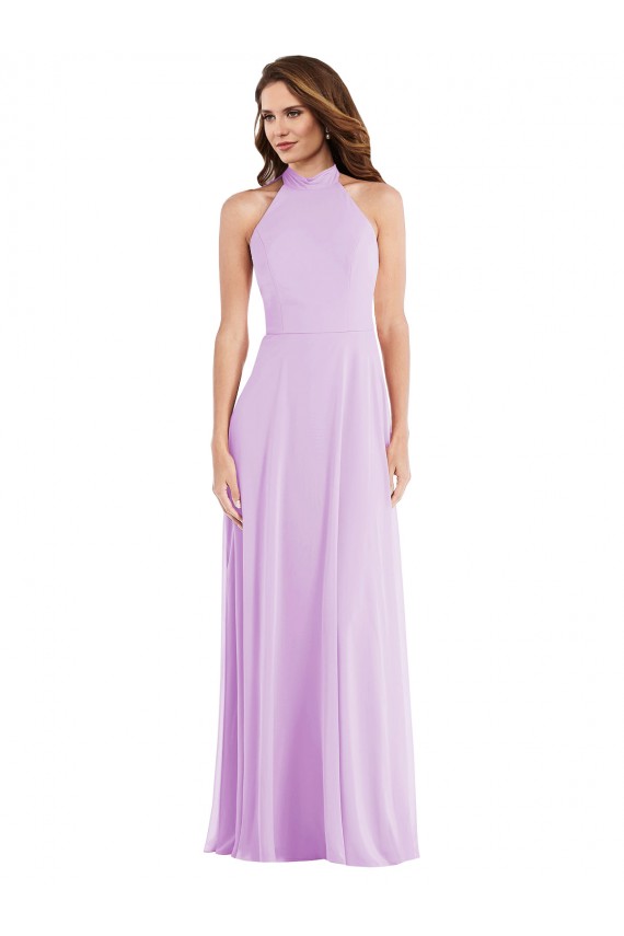 Long Sleeveless Soft Chiffon Lilac A-Line Semi Formal Evening Dress / Bridesmaid Dress Edmonton