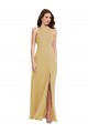 Long Sleeveless Soft Chiffon Gold A-Line Semi Formal Evening Dress / Bridesmaid Dress Edmonton