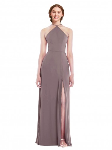 Long Sleeveless Soft Chiffon Dusty Rose A-Line Formal Evening Gown / Bridesmaid Dress Edmonton