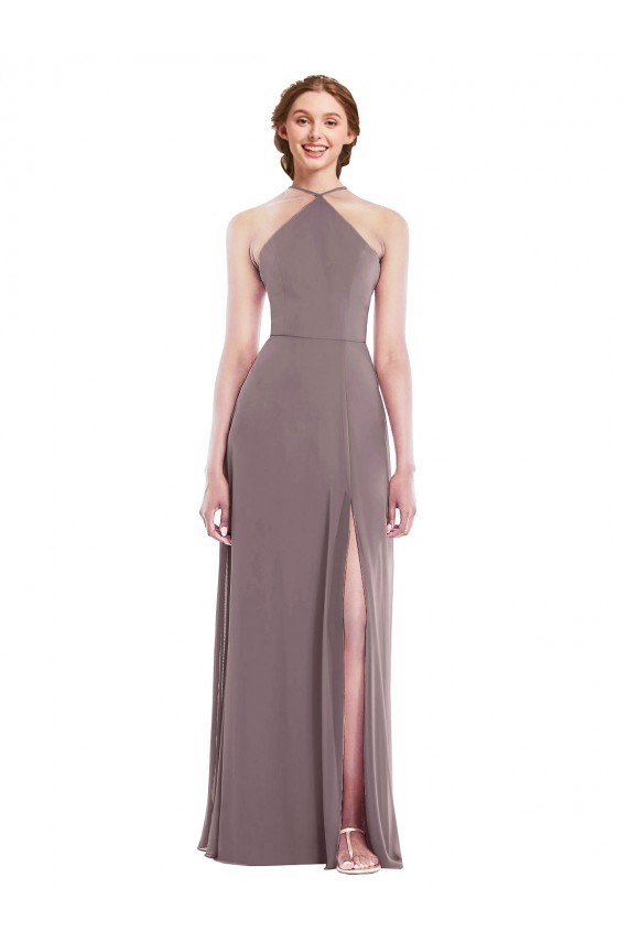 Long Sleeveless Soft Chiffon Dusty Rose A-Line Formal Evening Gown / Bridesmaid Dress Edmonton