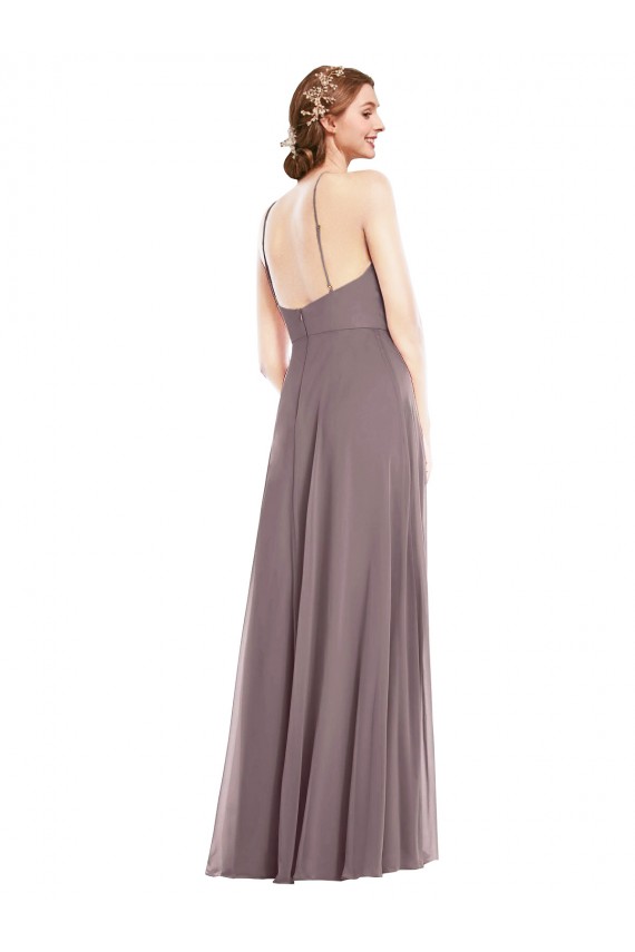 Long Sleeveless Soft Chiffon Dusty Rose A-Line Formal Evening Gown / Bridesmaid Dress Edmonton