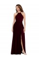 Long Sleeveless Soft Chiffon Burgundy Gold A-Line Semi Formal Evening Dress / Bridesmaid Dress Edmonton