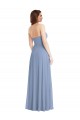 Long Sleeveless Soft Chiffon Dusty Blue Strapless A-Line Semi Formal Evening Dress / Bridesmaid Dress Edmonton
