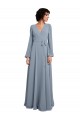 Long Long Sleeves Soft Chiffon Dusty Blue A-Line Bridesmaid Dress / Formal Dress Edmonton