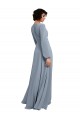 Long Long Sleeves Soft Chiffon Dusty Blue A-Line Bridesmaid Dress / Formal Dress Edmonton