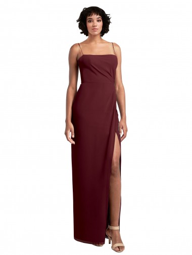 Long Sleeveless Soft Chiffon Burgundy Gold A-Line Evening Dress / Bridesmaid Dress Edmonton