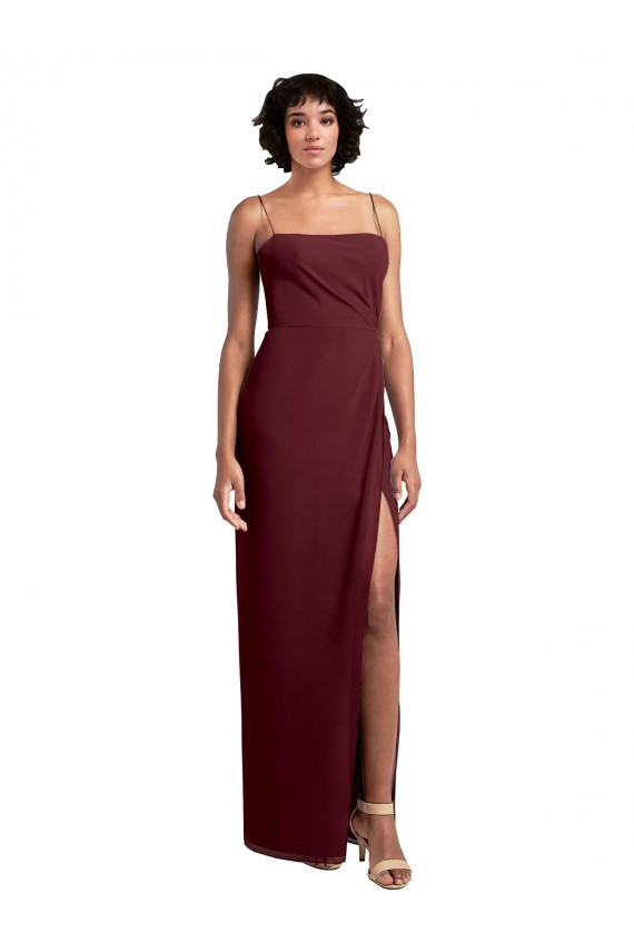 Long Sleeveless Soft Chiffon Burgundy Gold A-Line Evening Dress / Bridesmaid Dress Edmonton