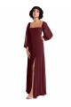 Long Long Sleeves Chiffon Burgundy Gold A-Line Bridesmaid Dress / Evening Dress Edmonton