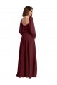 Long Long Sleeves Chiffon Burgundy Gold A-Line Bridesmaid Dress / Evening Dress Edmonton