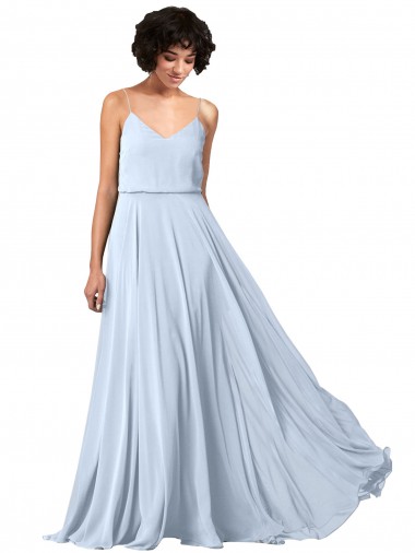 Long Sleeveless Soft Chiffon Light Sky Blue A-Line Formal Dress / Bridesmaid Dress Edmonton