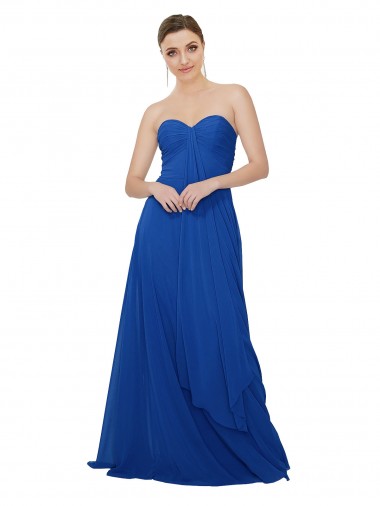 Long Sleeveless Chiffon Royal Blue Sweetheart A-Line Bridesmaid Dress / Evening Dress Edmonton