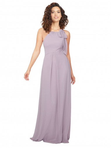 Long Sleeveless Chiffon Pink Glow A-Line Bridesmaid Dress / Evening Dress Edmonton