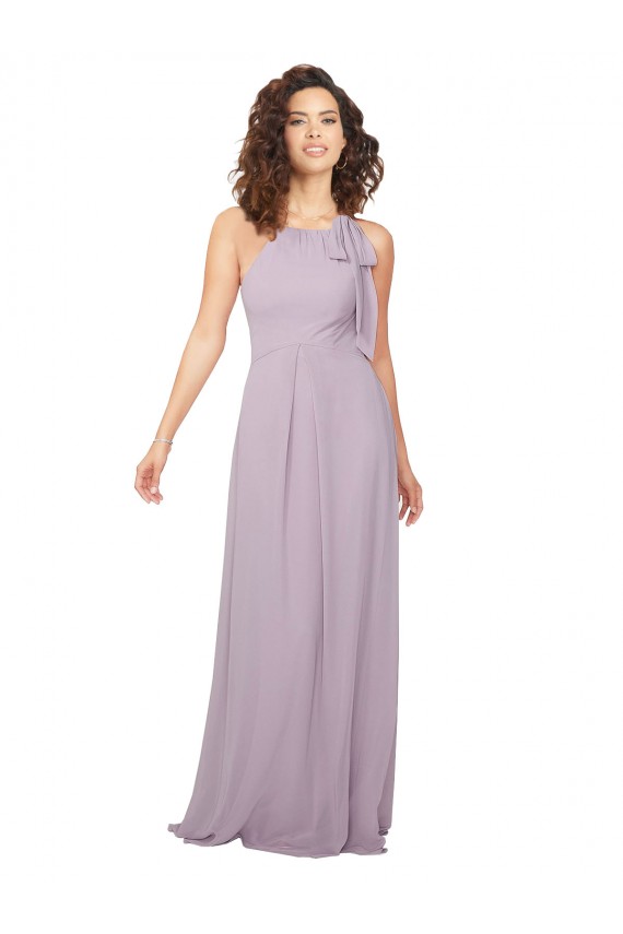 Long Sleeveless Chiffon Pink Glow A-Line Bridesmaid Dress / Evening Dress Edmonton
