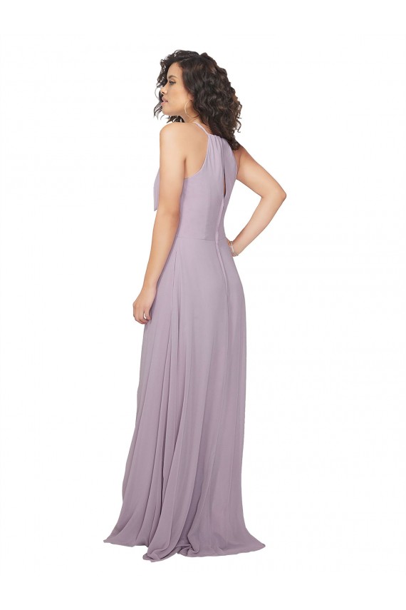 Long Sleeveless Chiffon Pink Glow A-Line Bridesmaid Dress / Evening Dress Edmonton