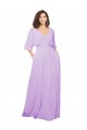 Long Half Sleeves Lxue Chiffon Lilac A-Line Bridesmaid Dress Edmonton