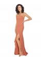 Long Sleeveless Soft Chiffon Rosewood Square Neck A-Line Bridesmaid Dress Edmonton