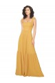 Long Sleeveless Soft Chiffon Saffron A-Line Bridesmaid Dress Edmonton