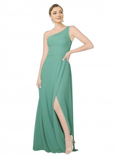 Long Sleeveless Soft Chiffon Icelandic Silver A-Line Bridesmaid Dress Edmonton
