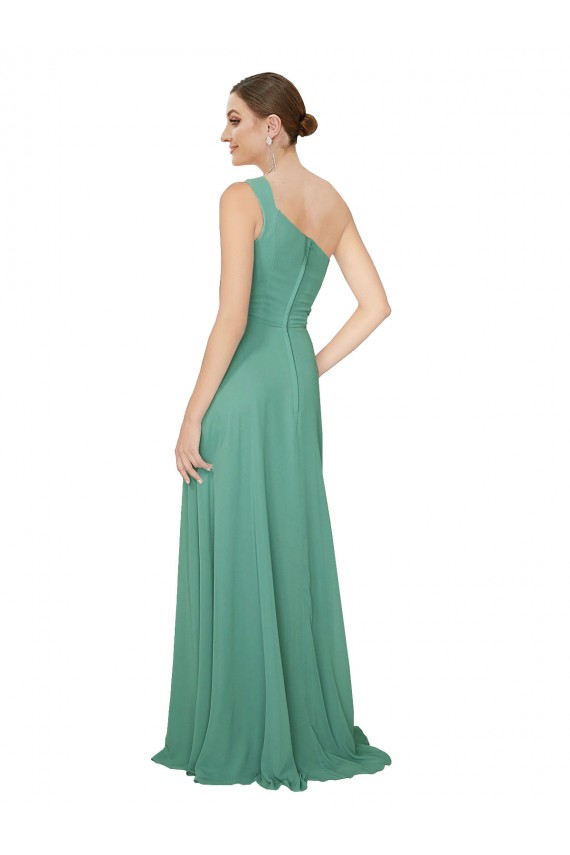 Long Sleeveless Soft Chiffon Icelandic Silver A-Line Bridesmaid Dress Edmonton