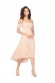Midi Length Cold Shoulder Soft Chiffon Ice Pink A-Line High Low Bridesmaid Dress Edmonton