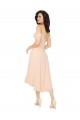 Midi Length Cold Shoulder Soft Chiffon Ice Pink A-Line High Low Bridesmaid Dress Edmonton