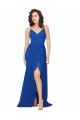 Long Sleeveless Soft Chiffon Royal Blue V-Neck A-Line Evening Dress / Bridesmaid Dress Edmonton