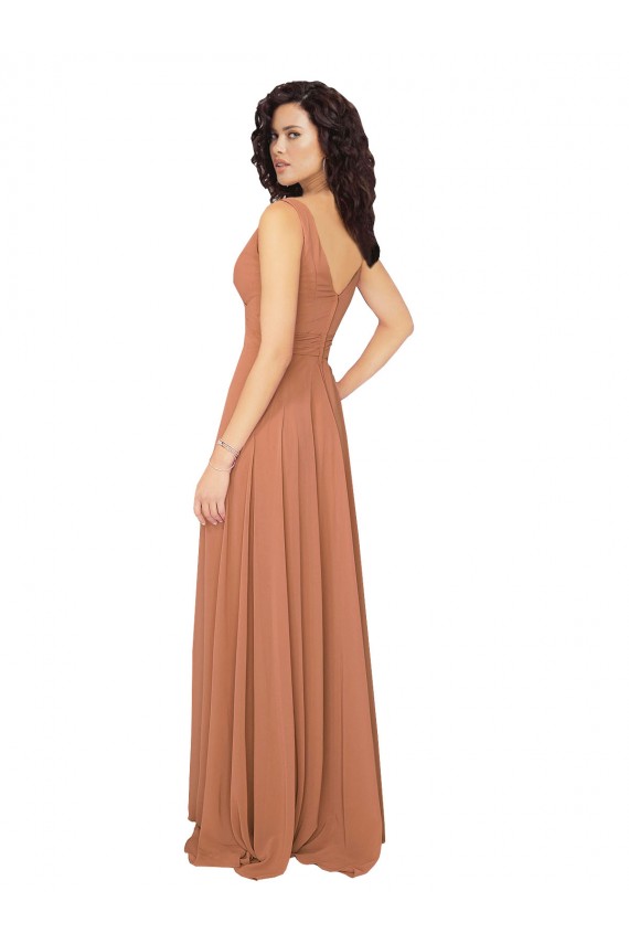 Long Sleeveless Chiffon Sage V-Neck A-Line Bridesmaid Dress / Evening Dress Edmonton