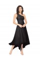 Midi Length Sleeveless Soft Chiffon Black A-Line High Low Bridesmaid Dress Edmonton
